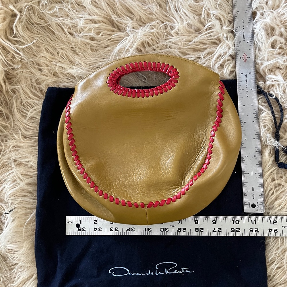 Oscar de la Renta Gold Handbag with Red Detailing